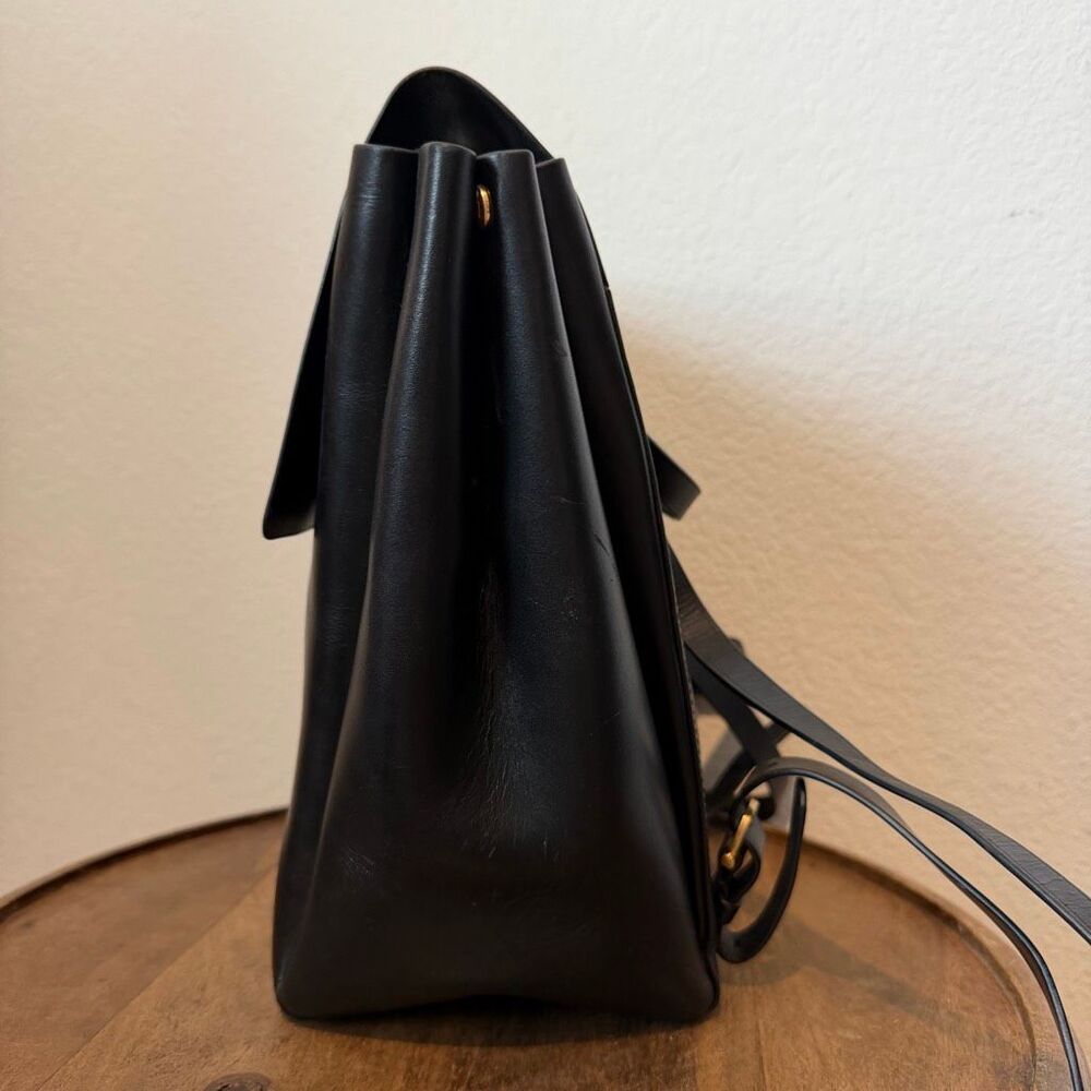 Aritzia Alxiliary Black Smooth Leather De Bray Backpack Book Bag Purse Women's - Picture 3 of 13